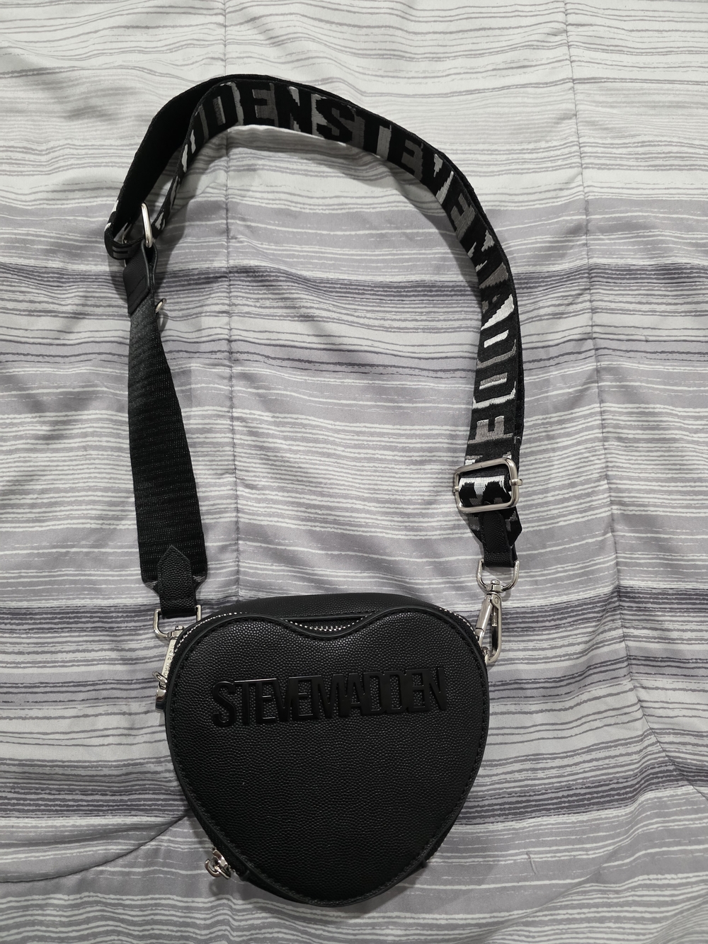 Steve Madden Black Heart Belt Bag with Branded Strap